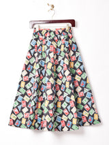 【3色展開】 総柄 キルティング サーキュラースカート