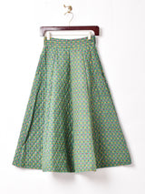 【3色展開】総柄 キルティング サーキュラースカート