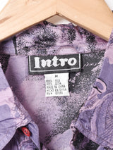 総柄 長袖 シルクシャツ