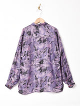 総柄 長袖 シルクシャツ