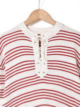 ボーダー レースアップ サマーニットトップス