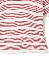 ボーダー レースアップ サマーニットトップス