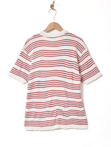 ボーダー レースアップ サマーニットトップス