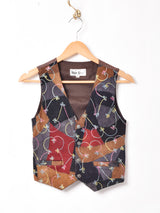 刺繍入り レザーベスト