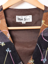 刺繍入り レザーベスト