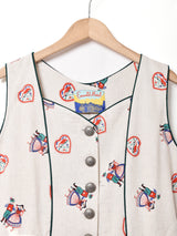 Emerald Motel 総柄 スリーブレスチロリアンワンピース