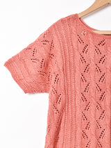 透かし編み 半袖セーター