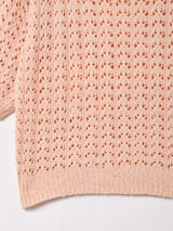 パステルカラー 5分袖 透かし編みセーター