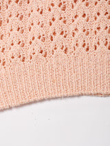 パステルカラー 5分袖 透かし編みセーター