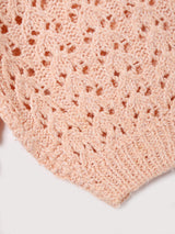 パステルカラー 5分袖 透かし編みセーター