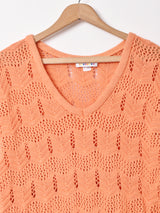 Vネック 透かし編みセーター