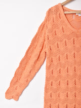 Vネック 透かし編みセーター