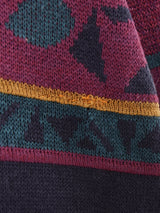 総柄 Vネックセーター