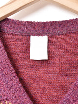 総柄 Vネックセーター