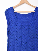 スクエアネック 透かし編み ニットベスト