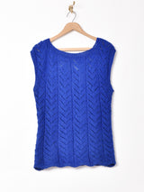 スクエアネック 透かし編み ニットベスト