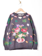フラワーデザイン ミックスセーター