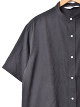 【3色展開】Backers ピーチスキン バンドカラー半袖シャツ