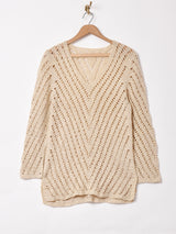 Vネック 長袖 クロシェトップス