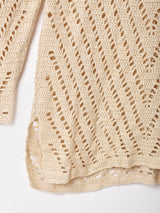 Vネック 長袖 クロシェトップス