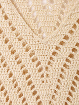 Vネック 長袖 クロシェトップス