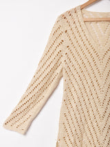 Vネック 長袖 クロシェトップス