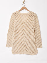 Vネック 長袖 クロシェトップス