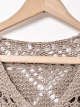 Vネック ダイヤ柄 長袖 クロシェトップス