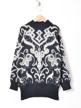 総柄 ハイネックセーター