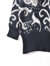 総柄 ハイネックセーター