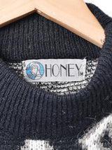 総柄 ハイネックセーター