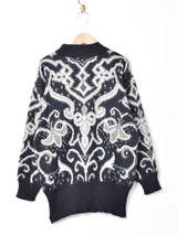 総柄 ハイネックセーター