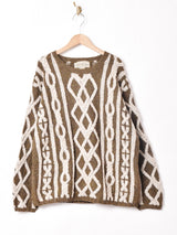 2カラー ケーブルセーター