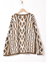 2カラー ケーブルセーター