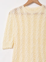 ケーブル編み 半袖セーター