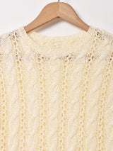 ケーブル編み 半袖セーター