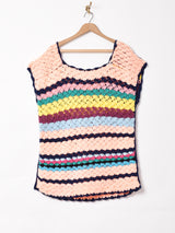 マルチボーダー クロシェニットべスト