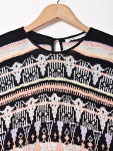 総柄 マルチカラー 半袖セーター