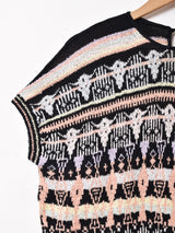 総柄 マルチカラー 半袖セーター