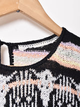 総柄 マルチカラー 半袖セーター