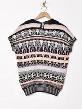 総柄 マルチカラー 半袖セーター