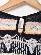 総柄 マルチカラー 半袖セーター