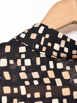 スクエア柄 長袖シアーシャツ