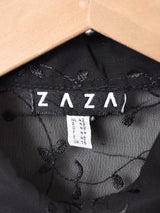 フリル 刺繍 長袖 シアーブラウス