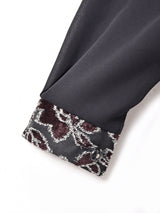 メタリックデザイン 花柄 長袖 シアーシャツ