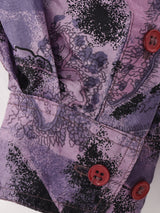 総柄 長袖 シルクシャツ