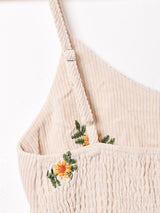 【2色展開】Meridian 刺繍 コーデュロイ キャミソールワンピース
