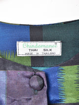 総柄 ノーカラー 半袖シャツ