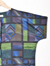 総柄 ノーカラー 半袖シャツ