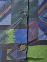 総柄 ノーカラー 半袖シャツ